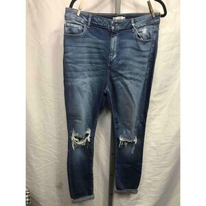 Ms Cello Women's Size 18 Blue High Rise Skinny Jeans Ripped Distressed